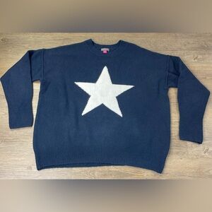 Vince Camuto Women’s Navy Blue And White Star Sweater, size XS
